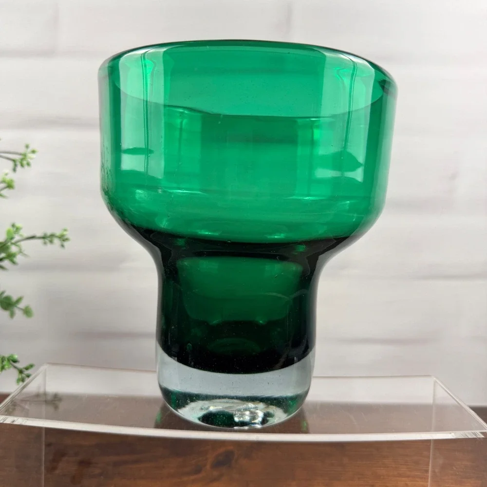 Blenko 596 Nile Green Art Glass Vase Wayne Husted Mid Century